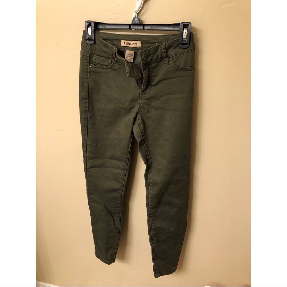 Dark Green Cropped Jeans